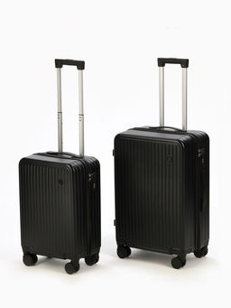 Чемодан на колёсах маленький 44 л (S), на молнии, кодовый замок, 4 колеса, чёрный