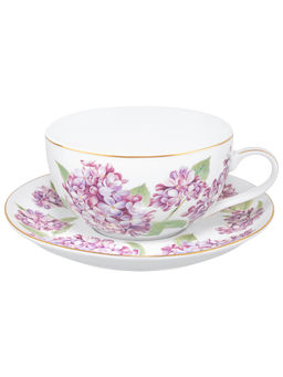 Чашка с блюдцем д/капучино 300 мл 14*11*6 см "Сирень" фарфор NEW BONE CHINA