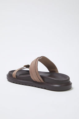 Trendyol Shoes Leopar Cift Tokal? Kahverengi Kal?n Taban Kad?n Terlik TAKAW25TE00009 - Trendyolmilla фото 5