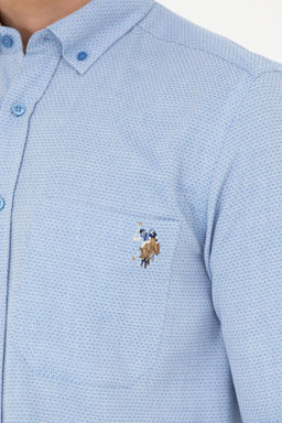 Рубашка мужская U.S. Polo Assn с длинным рукавом темно-синяя хлопок  фото 17