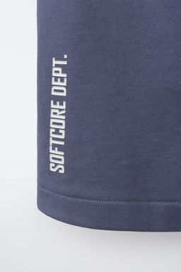 BERMUDA JOGGING TEXTO / Azul / Gris