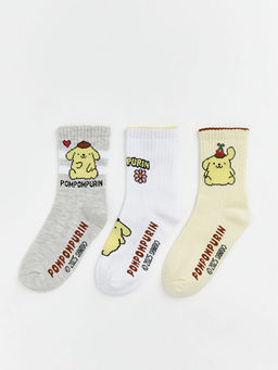 Pompompurin Desenli K?z ?ocuk Soket ?orap 3l?