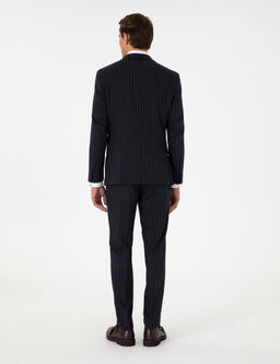 Lacivert Extra Slim Fit _izgili Tak_m Elbise