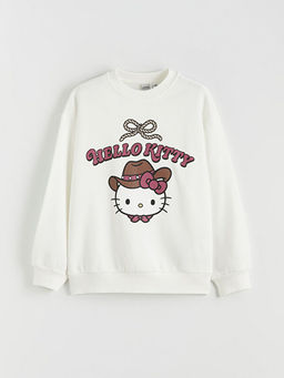 Hello Kitty Bask?l? K?z ?ocuk Kal?n Sweatshirt