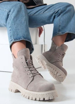 Ботинки 228.V.1541be. Каменный замша / Байка