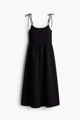 Vestido nido de abeja con tirantes de lazo