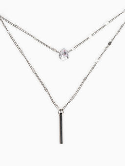 Набор 2 предмета: серьги, колье Минимализм, 45 и 55 см, белый в серебре