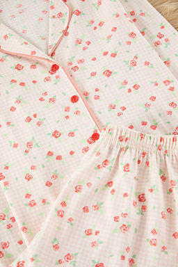 Trendyolmilla Pembe %100 Pamuklu Cicekli Biyeli Orme Pijama Tak?m? THMAW25PT00202 фото 7