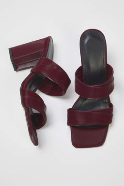 Trendyolmilla Shoes Bordo Cift Bantl? Kad?n Blok Topuklu Terlik TAKSS25TO00102