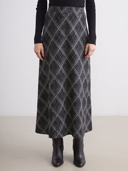 Beli Lastikli Baklava Desenli Etek