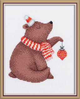 Klart набор для вышивания 8-585 Новогодний мишка 15 х 13.5 см