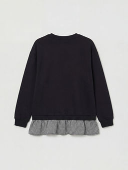 Bisiklet Yaka Ekose Kad?n Sweatshirt Tunik