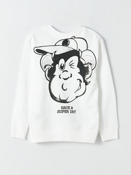 Bisiklet Yaka Nostaljik Maymun Bask?l? Uzun Kollu Erkek ?ocuk Sweatshirt - Waikiki фото 2