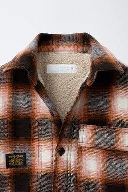 CHECK OVERSHIRT WITH FAUX SHEARLING LINING - Zara фото 3