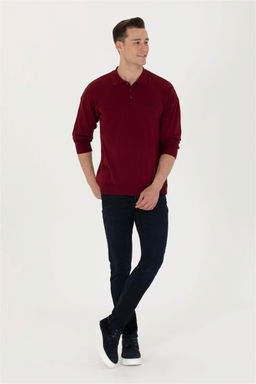 U. S. Polo Assn Мужской бордово-красный базовый свитер - U.s. polo assn фото 4