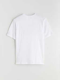 Bisiklet Yaka Bask?l? Penye Erkek Ti??rt