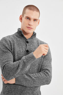 TRENDYOL MAN Vizon Casual Slim Fit Yunlu Yar?m Bal?kc? Dugmeli Triko Kazak TMNAW21KZ0394 - Trendyolmilla фото 2