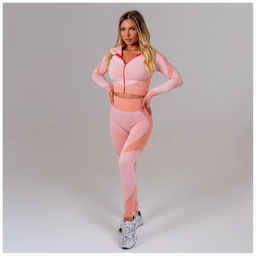 Легинсы женские спортивные ONLYTOP, размер 46 (L), цвет розовый, бежевый