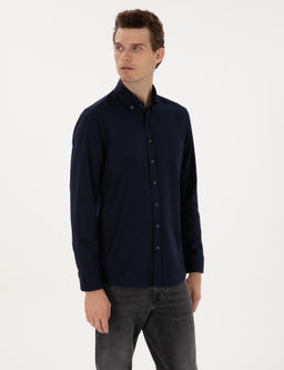Lacivert Mikro Desenli Slim Fit Uzun Kollu G_mlek - Pierre cardin фото 3