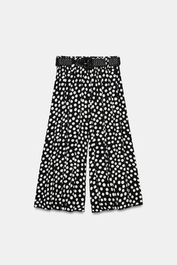 PANTAL?N CULOTTE LUNARES CINTUR?N / Negro / Blanco - Zara фото 8