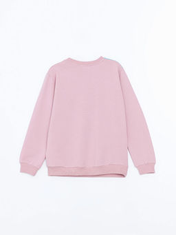 Bisiklet Yaka Bask?l? K?z ?ocuk Sweatshirt