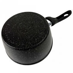 Ковш с тефлоновым покрытием 1,2л, д16см "Гранит Induction Юбилейная", h7,7см, s0,25см, дно д13,3см, s0,28см, ручка из термостойкого пластика, с крышкой (Россия)