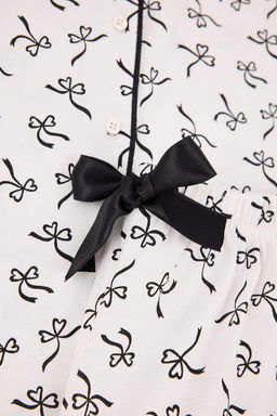 Beyaz %100 Pamuklu Kurdele Desenli Biyeli Orme Pijama Tak?m? THMSS26PT00026 - Trendyolmilla фото 6