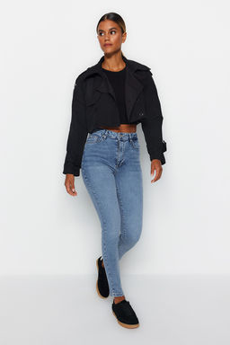 TRENDYOLMILLA Koyu Mavi Sekillendiren Etki Yuksek Bel Skinny Jeans TWOAW24JE00070  фото 9