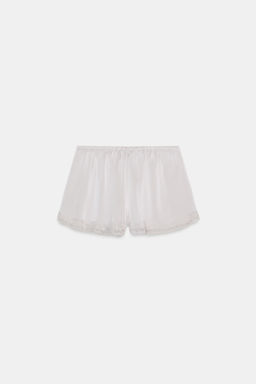 SHORT MINI SATINADO ENCAJE / Gris claro - Zara фото 6