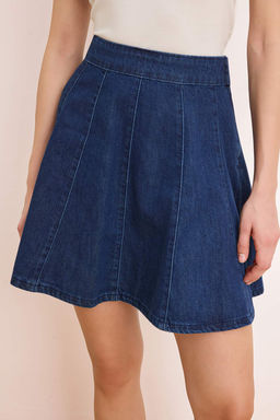 Koyu Mavi Volanl? %100 Pamuk Mini Denim Etek TWOSS26ET00068 - Trendyolmilla фото 5