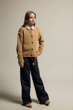 %100 Pamuk Wide Leg Geni_ Pa_a Jean Pantolon K_z _ocuk