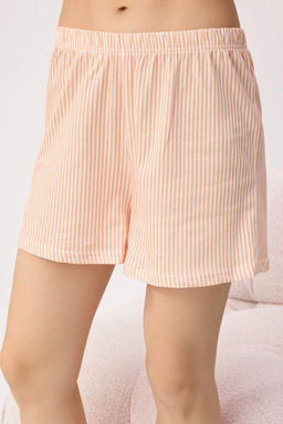 Trendyolmilla Beyaz-Mavi %100 Pamuklu Cizgili Slogan Bask?l? Uyku Bantl? Sortlu Orme Pijama Tak?m? THMSS25PT00102  фото 19