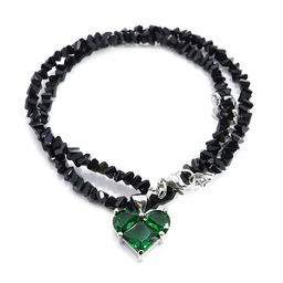 Бусы с сердечком чокер граненные из искуственного Хрусталя черные