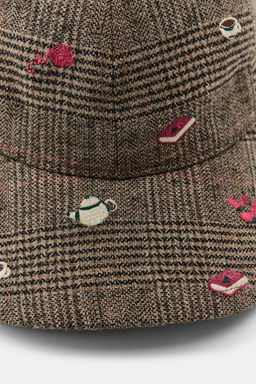 EMBROIDERED WOOL CHECK CAP - Zara фото 3