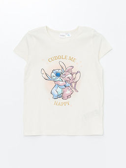Bisiklet Yaka Lilo ve Stitch Bask?l? K?z ?ocuk Pijama ?st