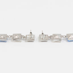 Серьги со стразами Блум квадраты светлые, цветные в серебре - Qf фото 2