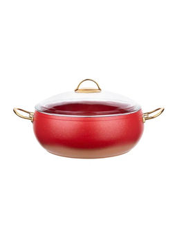 Кастрюля с крышкой стеклянной 24 х 10,5 см (4,5 л) с АПП, цв. красный/золотой, арт. 3000-RD/GD-24