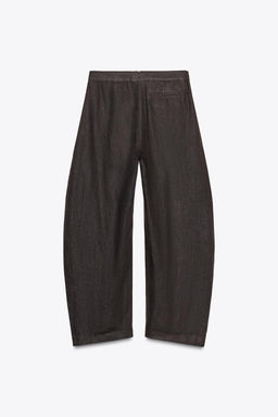 ZW COLLECTION 100% LINEN BALLOON TROUSERS - Zara фото 5