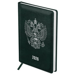 Ежедневник BG 2026г. А5 176л. "Орел" (DdA5_09311) темно-зеленый, тв.переплет, кожзам