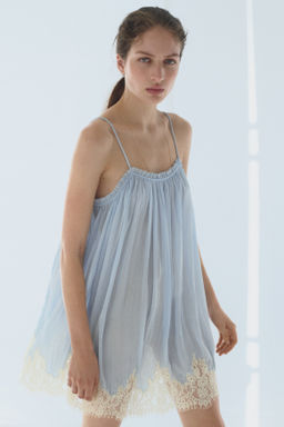 Vestido de gasa con tirantes finos y encaje - H&m фото 5