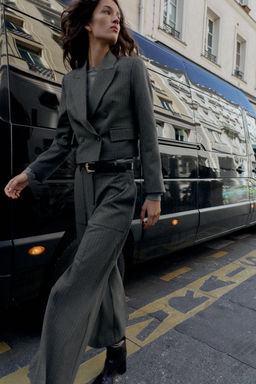 CROPPED DOUBLE-BREASTED PINSTRIPE BLAZER - Zara фото 4