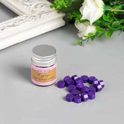 Цена за 2 шт. Сургуч в гранулах в баночке Восьмигранник лиловый 9 гр 4,5х3х3 см
