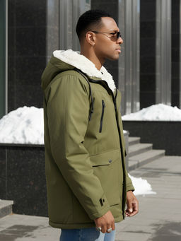 Парка мужская зимняя удлиненная с мехом цвета хаки 8761Kh - Mtforce фото 17