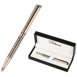 Ручка Delucci шар."Legato" синяя, 1мм (CPs_11412) корпус медь/оружейный металл с гравировкой, поворотный мех., подар.уп.