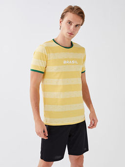 Bisiklet Yaka K?sa Kollu Bask?l? Erkek Spor Ti??rt