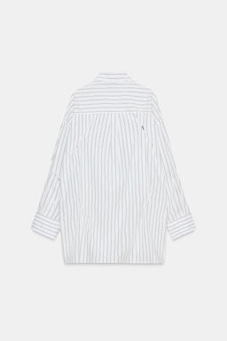 OVERSIZE POPLIN SHIRT WITH TOPSTITCHING - Zara фото 4