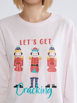 Bisiklet Yaka Bask?l? Kad?n Pijama Tak?m?