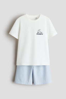 Pijama de algod?n con motivo estampado