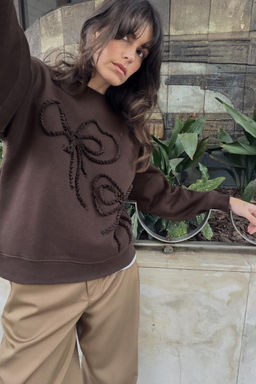 EMBOSSED BOW SWEATSHIRT - Zara фото 2