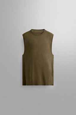 CAMISETA TANK LIGERA LINO - ALGOD?N / Verde medio - Zara фото 8